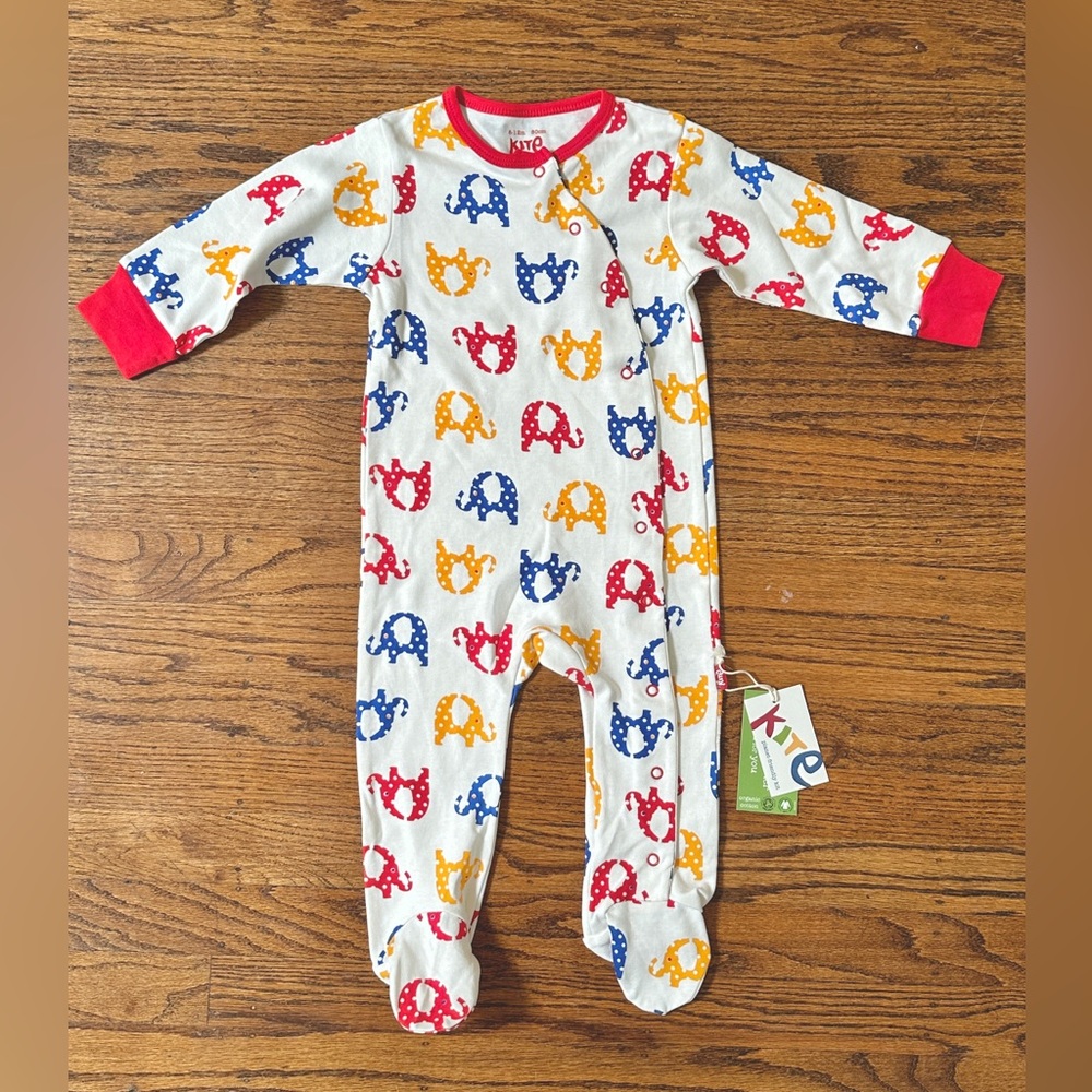 NWT Kite BABY 6-12M Red Elephant Sleepsuit